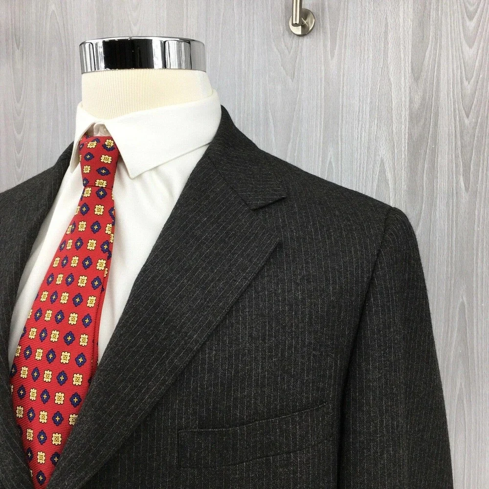 Vtg H FREEMAN & SON Men's Gray Striped Blazer Sport Coat Suit Sz 44L